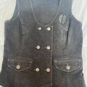 Harley Davidson Black Grayish double-breasted vest 98% cotton, 2% spandex